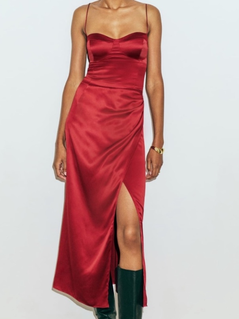 Reformation Marguerite Red Silk Midi Dress